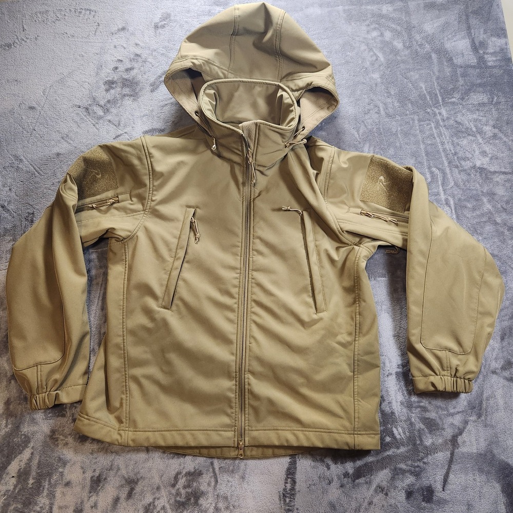 Rothco Jacket Mens M Brown Special Ops Tactical Soft Shell Weatherproof Hood